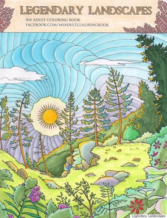 Landscape Coloring Books For Adults Relaxation. Realistic Coloring