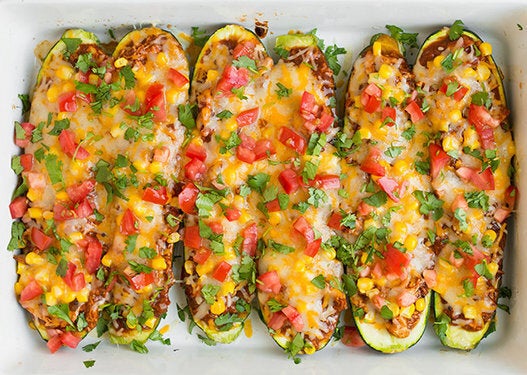 Chicken Enchilada Zucchini Boats