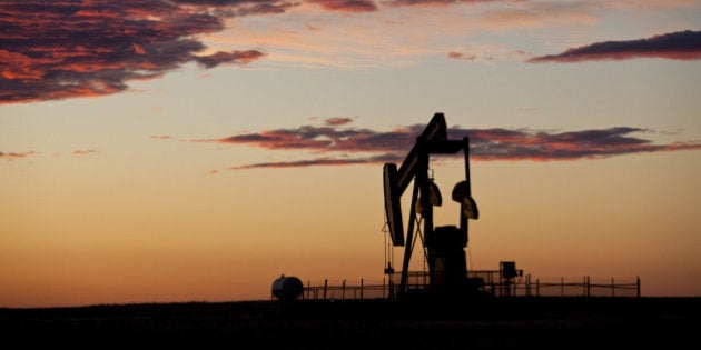 A pumpjack on the prairie.