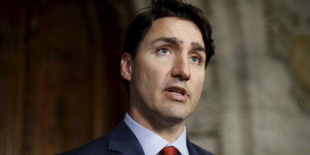 Canada's Prime Minister Justin Trudeau makes a statement about the Brussels attacks, on Parliament Hill in Ottawa, Canada, March 22, 2016. REUTERS/Chris Wattie