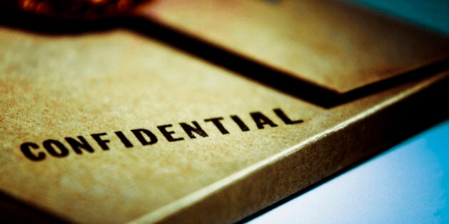 Close-up of a confidential envelope