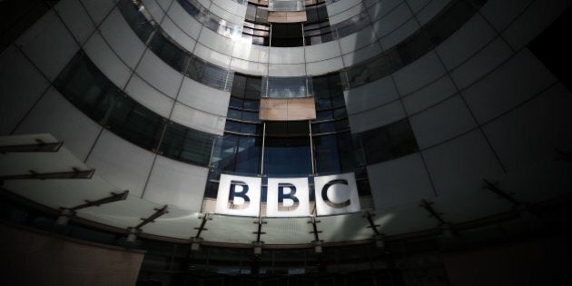 LONDON, ENGLAND - JULY 25: The logo for the Broadcasting House, the headquarters of the BBC is displayed outside on July 25, 2015 in London, England. The main Art Deco-style building of the British Broadcasting Corporation was officially opened on 15 May 1932 and has since seen extensive refurbishment with an extension to the main building completed in 2005. (Photo by Carl Court/Getty Images)