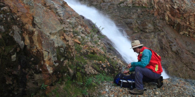 Geologist doing field work, Hudson Bay mountain, Smithers, British Columbia