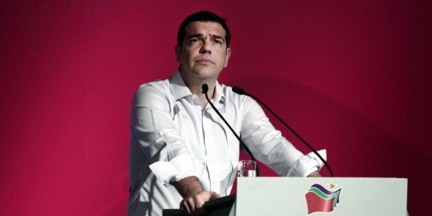 Greek Prime Minister Alexis Tsipras delivers a speech at the Syriza party's central committee in Athens on July 30, 2015. Tsipras, under fire from his comrades over an unpopular EU-IMF bailout, said the ruling Syriza party should hold an emergency congress in September to determine government strategy. AFP PHOTO / ANGELOS TZORTZINIS (Photo credit should read ANGELOS TZORTZINIS/AFP/Getty Images)