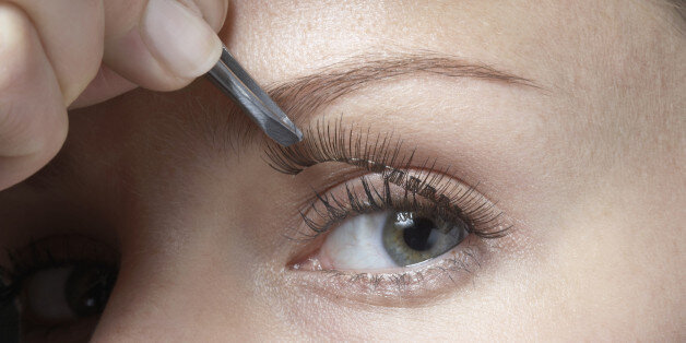 How To Apply False Eyelashes For A Natural Look HuffPost Style   5cd640ec2100002f00741f3f 