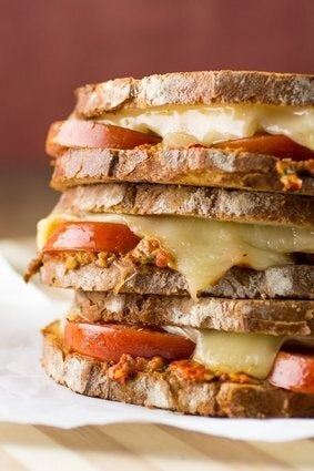 Italian Pesto And Marinated Tomato Grilled Cheese Sandwich