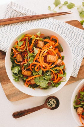 Ginger-Miso Carrots With Watercress And Baked Tofu