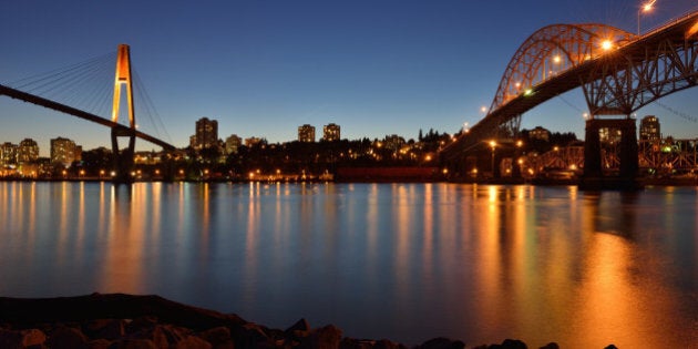 Pattullo Bridge and the Skybridge between New Westminster and surrey.