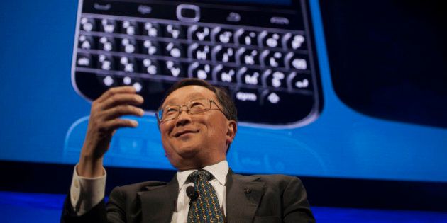 John Chen, chief executive officer of BlackBerry Ltd., speaks during the unveiling of the Classic smartphone at an event in New York, U.S., on Wednesday, Dec. 17, 2014. BlackBerry Ltd. is going back to its roots with a keyboard-equipped phone that looks like the original 'crackberrys' that made the Canadian smartphone maker a household name. Photographer: Michael Nagle/Bloomberg via Getty Images