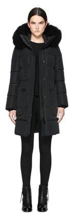 Mackage Carmela Midi Length Winter Down Coat With Fur In Black