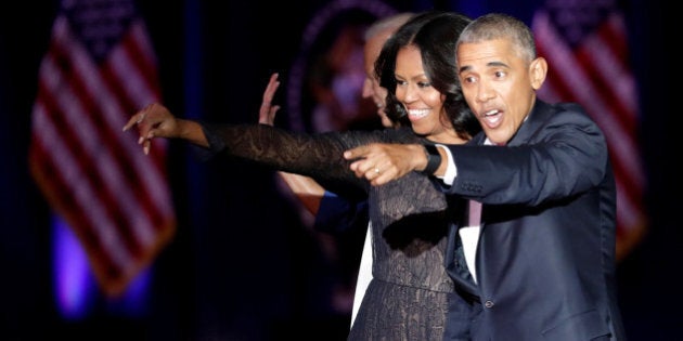 U.S. President Barack Obama and his wife Michelle acknowledge the crowd after President Obama delivered a farewell address at McCormick Place in Chicago, Illinois, U.S. January 10, 2017. REUTERS/John Gress