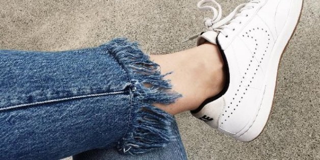 denim cropped jeans with frayed fringed hems
