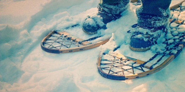 Ash snowshoes, Maine North Woods, winter, snow