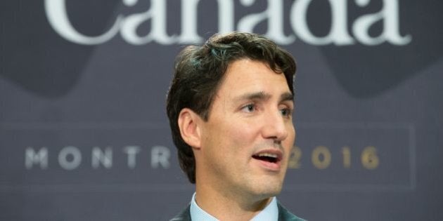 Canadian Prime Minister Justin Trudeau speaks during a press conference following the conclusion of the Fifth Replenishment Conference of the Global Fund to Fight AIDS, Tuberculosis and Malaria in Montreal, Quebec, September 17, 2016. / AFP / Geoff Robins (Photo credit should read GEOFF ROBINS/AFP/Getty Images)