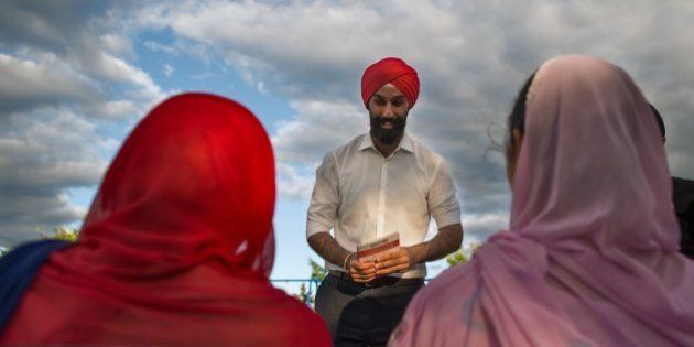 TORONTO, ON - AUGUST 21: Liberal candidate Raj Grewal works the riding by canvassing for support in Brampton East (Rick Madonik/Toronto Star via Getty Images)