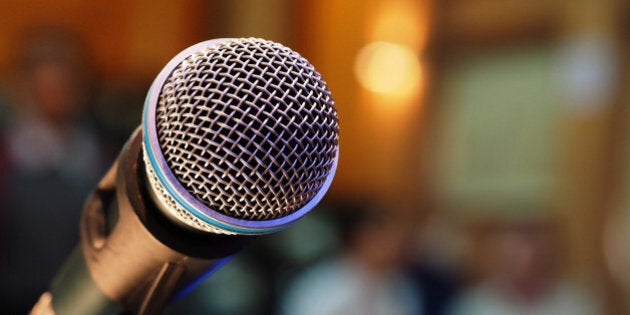 microphone in meeting room and blurred background