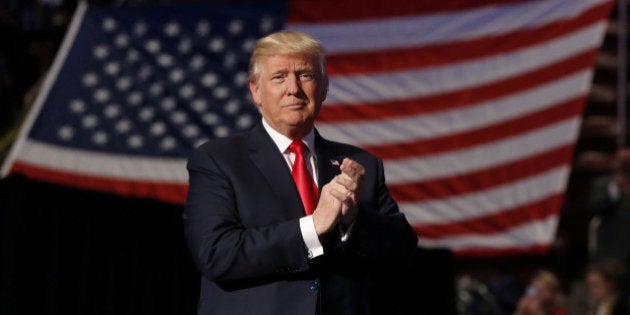 U.S. President-elect Donald Trump arrives to speak during a USA Thank You Tour event at Giant Center in Hershey, Pennsylvania, U.S., December 15, 2016. REUTERS/Lucas Jackson