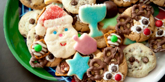 Plate of variety of holiday cookies