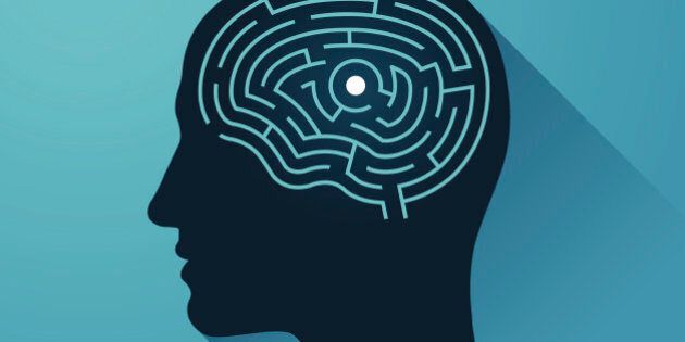 Vector illustration human head and brain maze.