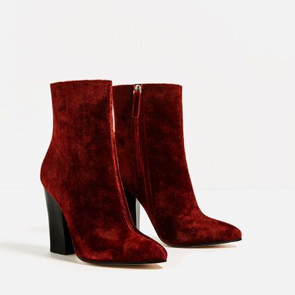 Zara Velvet high Heel Ankle Boot