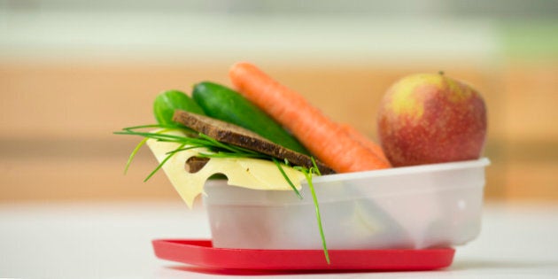 GOETTINGEN, GERMANY - SEPTEMBER 19: Healthy breakfast, lunchbox filled with wholewheat bread, fruit and vegetables on September 19, 2014, in Goettingen, Germany. The Georg-Christoph-Lichtenberg-Gesamtschule is a comprehensive school. Photo by Michael Gottschalk/Photothek via Getty Images)***Local Caption***