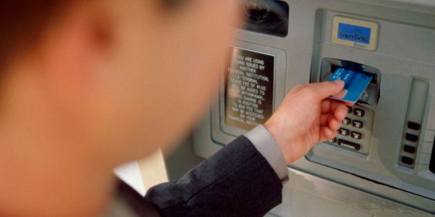 Person making an ATM transaction