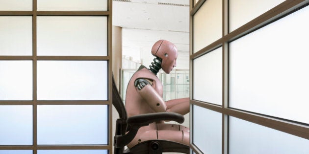 Robot working in office