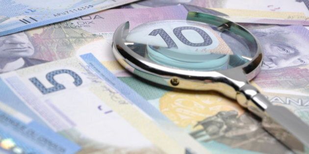 Close-up Canadian money background