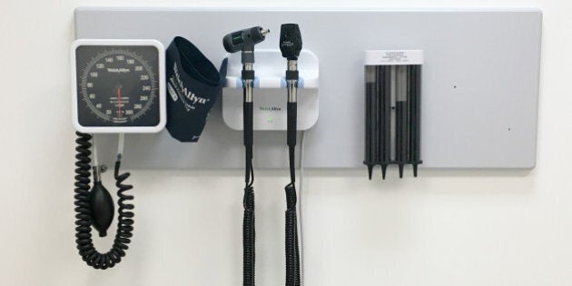 PARKWOODS - DONALDA, TORONTO, ONTARIO, CANADA - 2016/04/04: Inside doctor's office with basic equipment on the wall. Health care in Canada is universal and free. (Photo by Roberto Machado Noa/LightRocket via Getty Images)