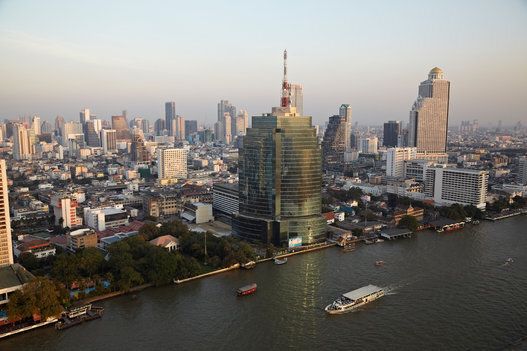 Bangkok skyline from the Chao Phraya river. Thailand