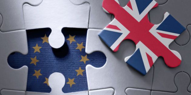 European flag jigsaw piece with British flag missing piece