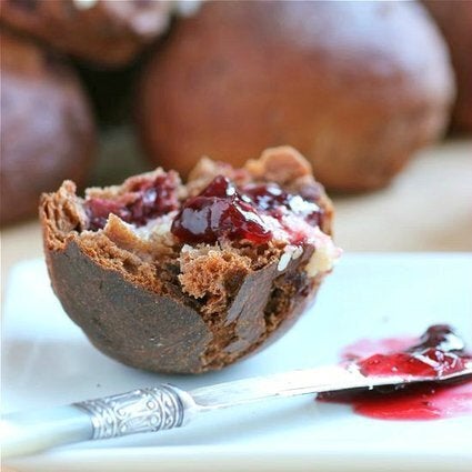 Chocolate Rolls with Cherries and Vanilla Butter