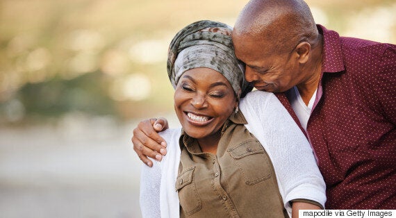 couple laughing together