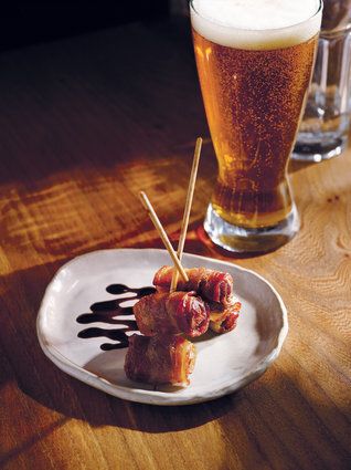 Bacon-Wrapped Dates With Balsamic Glaze