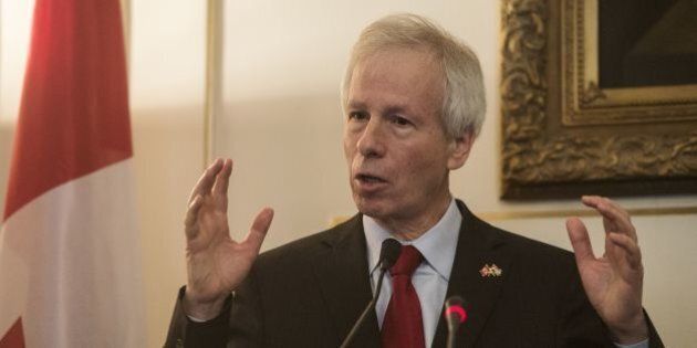 Canadian Foreign Minister Stephane Dion speaks during a joint press conference with his Egyptian counterpart in Cairo, on May 25, 2016. / AFP / KHALED DESOUKI (Photo credit should read KHALED DESOUKI/AFP/Getty Images)