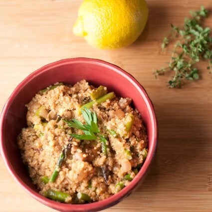 Vegan Asparagus Mushroom Quinoa Risotto