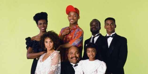 THE FRESH PRINCE OF BEL-AIR -- Season 1 -- Pictured: (front, l-r) Karyn Parsons as Hilary Banks, Banks, James Avery as Philip Banks, Tatyana Ali as Ashley Banks (l-r, back) Janet Hubert as Vivian Banks, Will Smith as William 'Will' Smith, Joseph Marcell as Geoffrey, Alfonso Ribeiro as Carlton Banks -- Photo by: Chris Cuffaio/NBCU Photo Bank