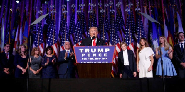 U.S. President-elect Donald Trump speaks at his election night rally in Manhattan, New York, U.S., November 9, 2016. REUTERS/Carlo Allegri TPX IMAGES OF THE DAY