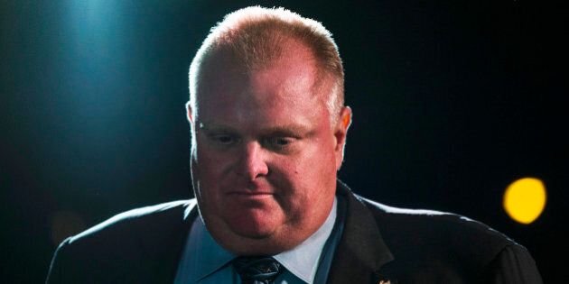 Toronto Mayor Rob Ford looks on during his first appearance since being released from the hospital where he was undergoing cancer treatment at