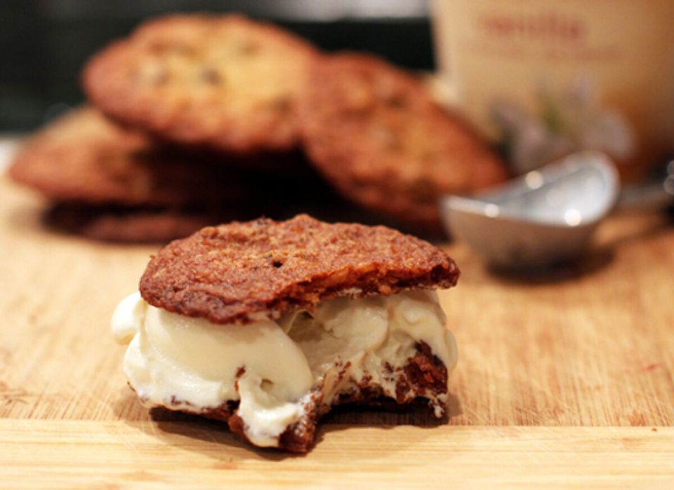 Chocolate Potato Chip Cookie Ice Cream Sandwich