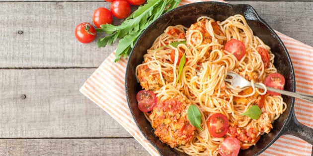 Italian spaghetti with meatballs