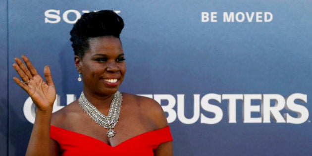 Cast member Leslie Jones poses at the premiere of the film