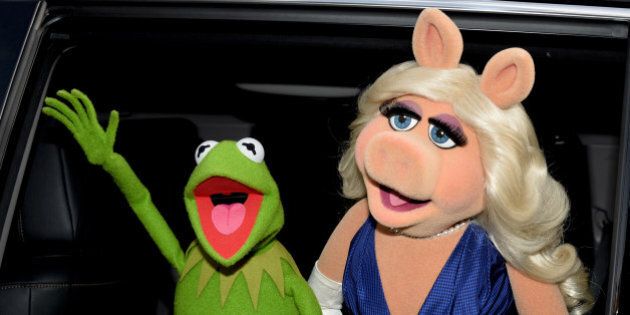 LOS ANGELES, CA - MARCH 11: Kermit the Frog (L) and Miss Piggy arrive at the premiere of Disney's 'Muppets Most Wanted' at the El Capitan Theatre on March 11, 2014 in Los Angeles, California. (Photo by Kevin Winter/Getty Images)