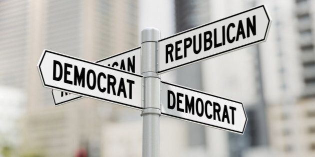 Street signs with Republican and Democrat options
