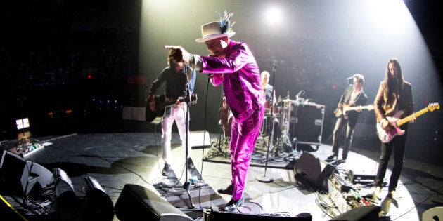 Tragically Hip lead singer Gord Downie performs with band members Paul Langlois, Gord Sinclair, Johnny Fay and Rob Baker at the Save-on-Foods Memorial Centre to kick off the band's latest