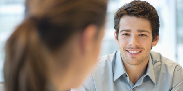 Business executive discussing with her client