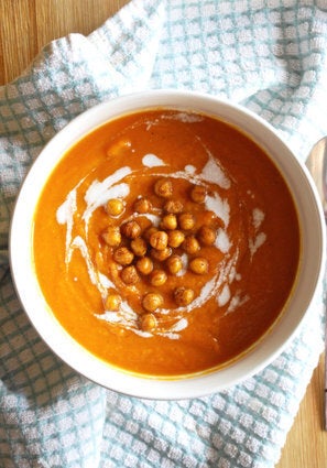 Moroccan Carrot Bisque With Roasted Chickpeas