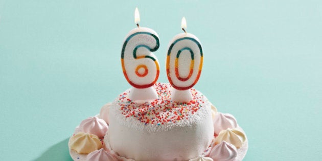 Birthday cake with burning candles