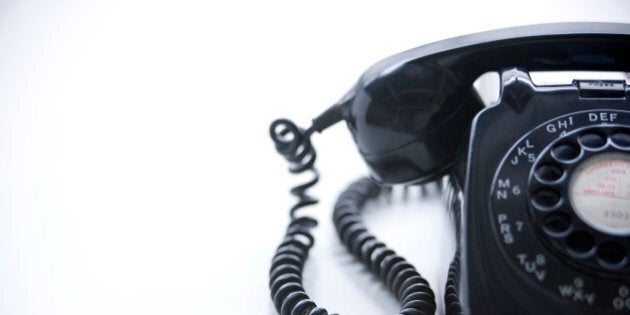 Studio Shot Of A Black Rotary Phone