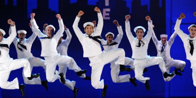 The cast of âOn the Townâ performs at the 69th annual Tony Awards at Radio City Music Hall on Sunday, June 7, 2015, in New York. (Photo by Charles Sykes/Invision/AP)